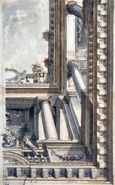 Picture of Design for a Trompe L’Oeil Ceiling with a Loggia - Faustino Trebbi (Italian, 1761-1836)