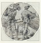 Picture of A Flutist and Drummer Before a Moated Castle (1515) - Master of the Berlin Roundels (German, active 1515)