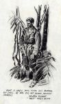 Picture of Along a jungle trail found this rugged boy (inf.) – he was Pvt. Art Neuer, machine gunnder (1942-1943) - Howard Brodie (American, 1915 – 2010)