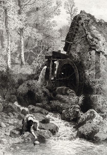 Picture of An Old English Mill - Myles Birket Foster (English, 1825-1899)