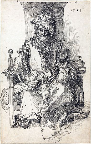 Picture of An Oriental Ruler Seated on His Throne (1523) - After Albrecht Dürer (German, 1471 - 1528)