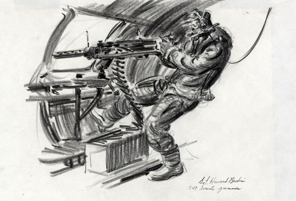 Picture of B-17 waist gunner (1942-1943) - Howard Brodie (American, 1915 – 2010)