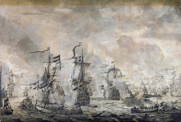 Picture of Battle between the Dutch and Swedish Fleets, in the Sound, 8 November 1658 (1665) - Willem van de Velde the Elder (Dutch, 1610-1693)