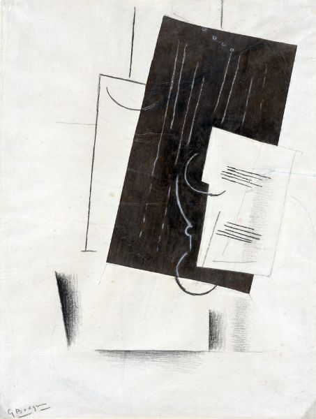 Picture of Black and White Collage (1913) - Georges Braque (French, 1882 – 1963)