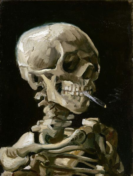 Picture of Head Of A Skeleton With A Burning Cigarette - Vincent van Gogh (Dutch, 1853-1890)