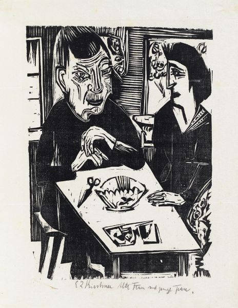 Picture of Alte und junge Frau (1921) - Ernst Ludwig Kirchner (German, 1880-1938)