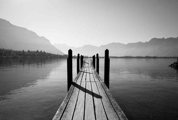 Picture of Black and white wooden bridge