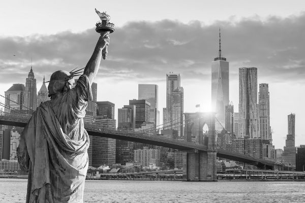 Picture of Statue Liberty and New York city skyline