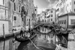 Picture of Beautiful black and white view of a typical venetian canal, Fondamenta dei Preti, Venice, Italy